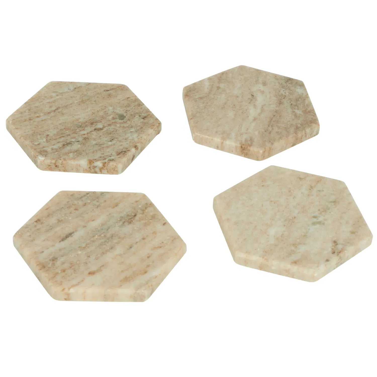 Pack of 4 Hexagon Coasters - Neutral, Sandstone Marble