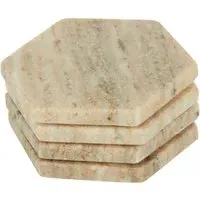 Pack of 4 Hexagon Coasters - Neutral, Sandstone Marble
