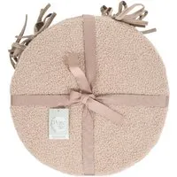 Pack of 4 Round Seat Pads with Ties - Beige, Boucle