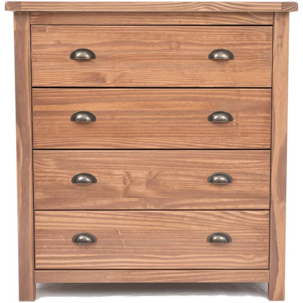Padua 4 Drawer Chest of Drawers with Cup Handles - Brown, Pine