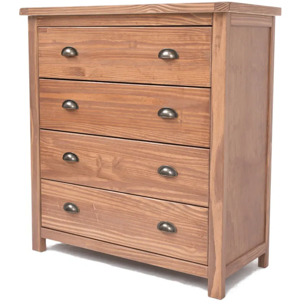 Padua 4 Drawer Chest of Drawers with Cup Handles - Brown, Pine