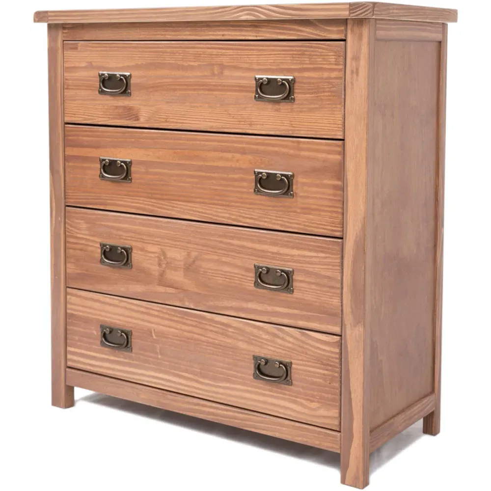 Padua 4 Drawer Chest of Drawers with Drop Handles - Brown, Pine