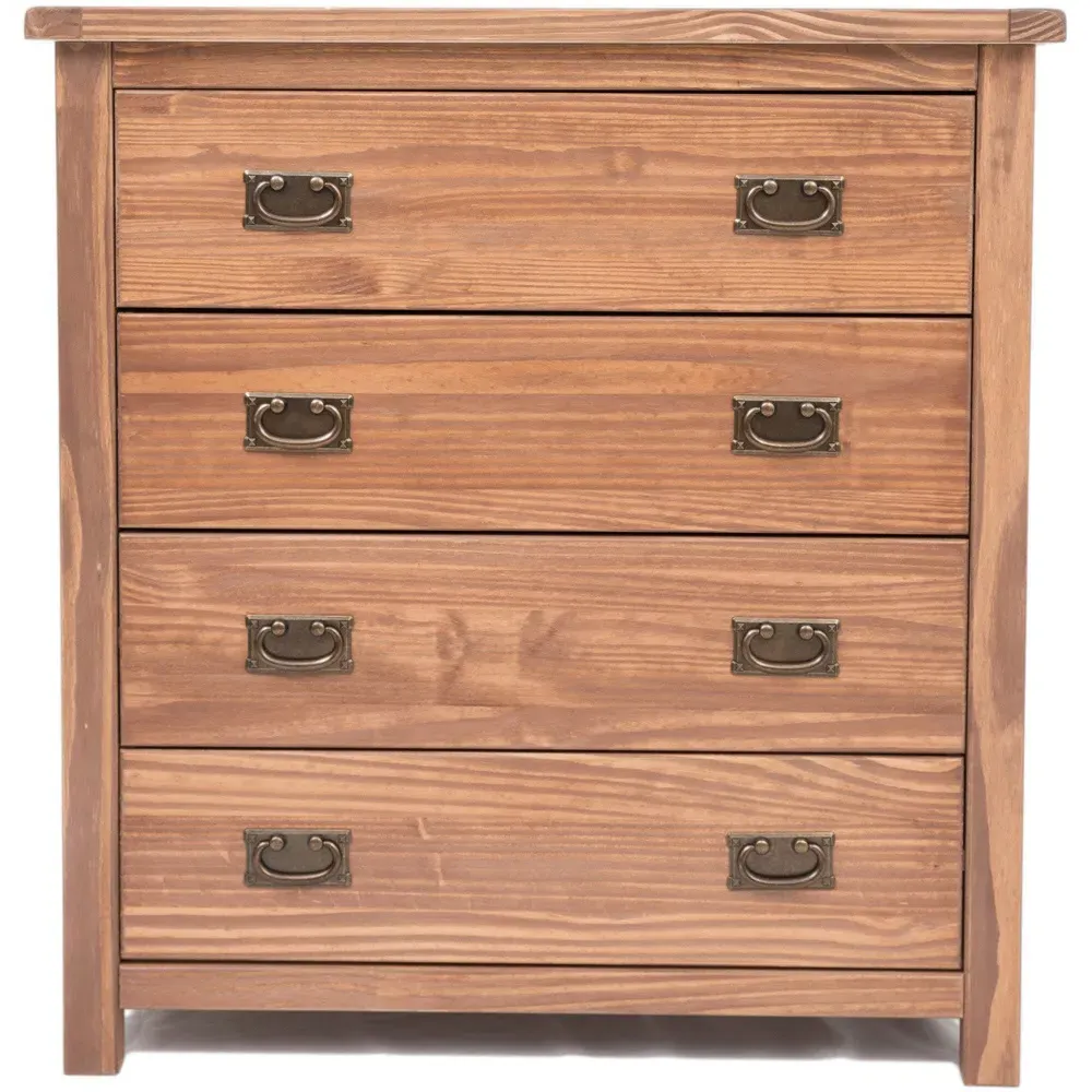 Padua 4 Drawer Chest of Drawers with Drop Handles - Brown, Pine