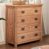Padua 4 Drawer Chest of Drawers with Drop Handles - Brown, Pine