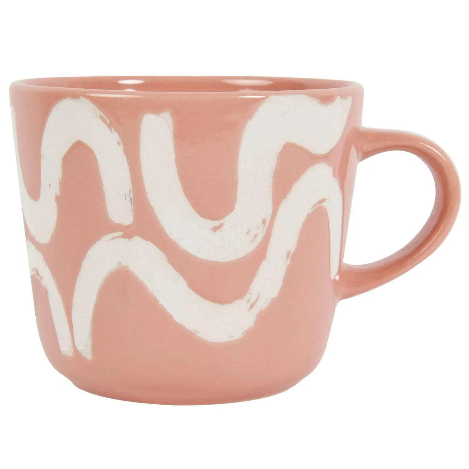 Paint Conical Mug with Wavy Lines - Pink