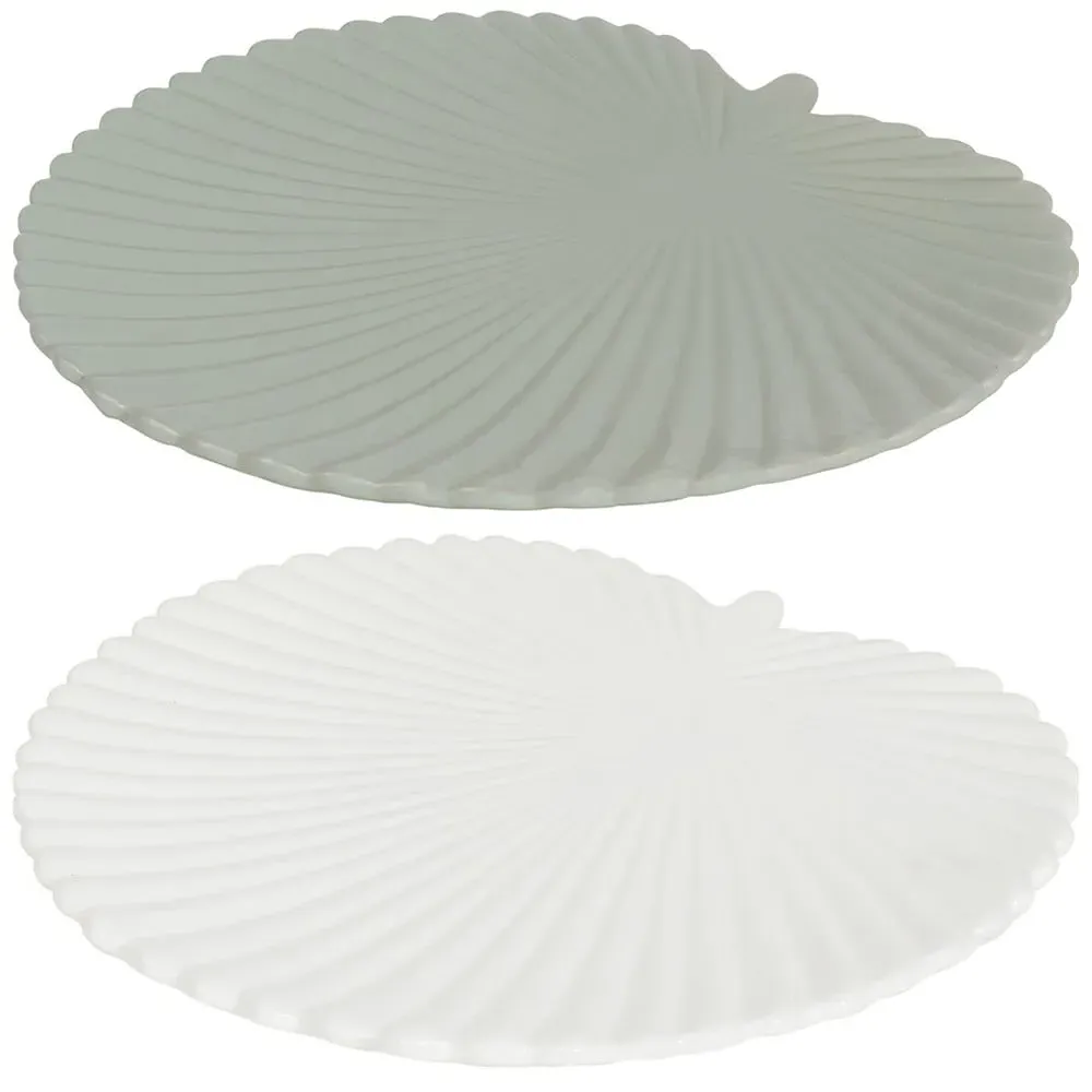 Palm Leaf Tray - Green, White