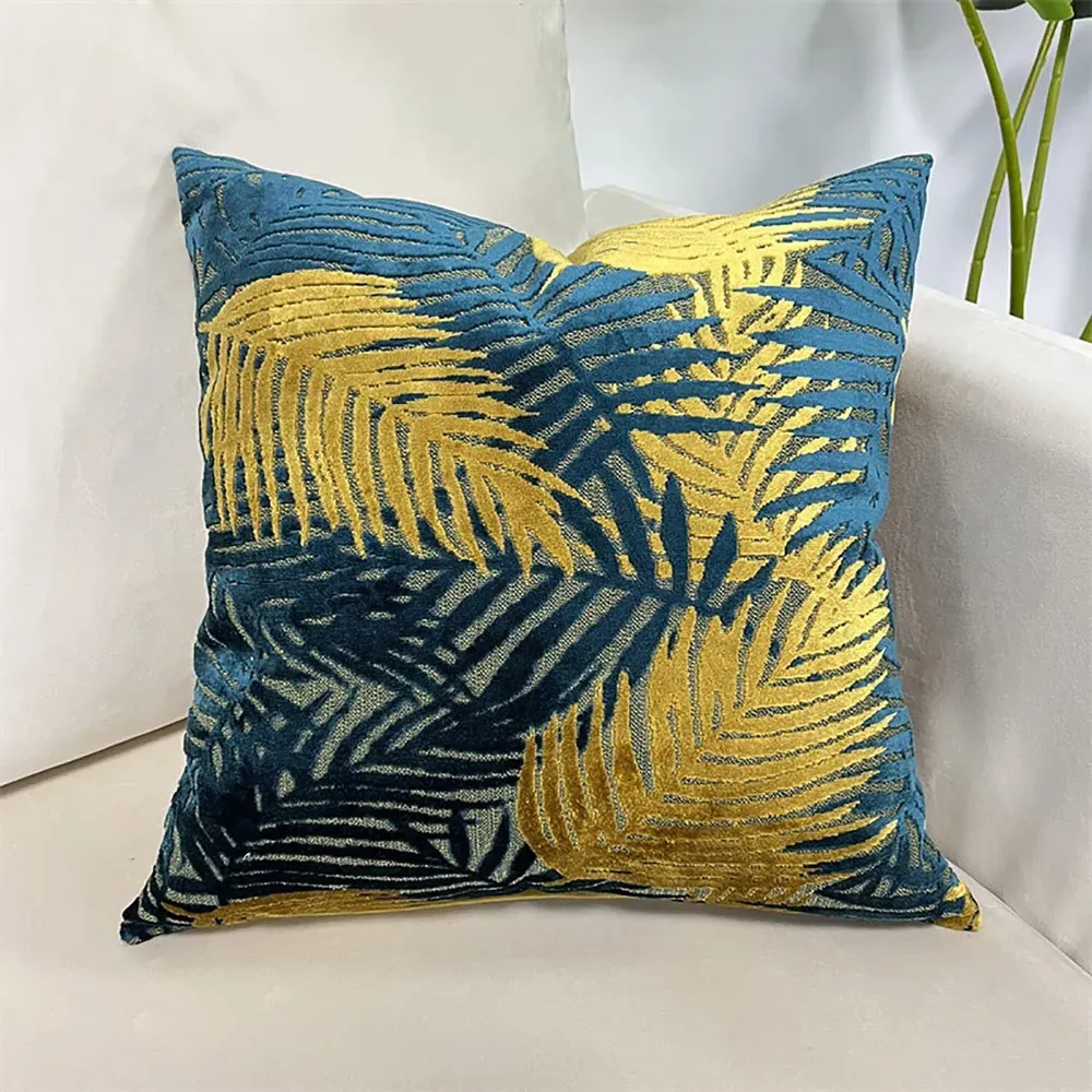 Palm Velvet Cushion - Teal