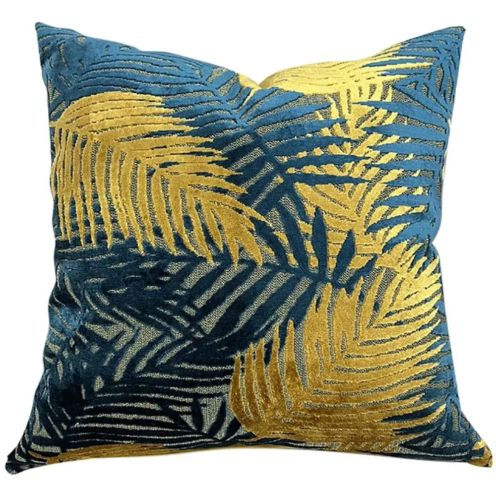 Palm Velvet Cushion - Teal image