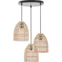 Palma 3 Light Ceiling Fitting - Neutral, Rattan