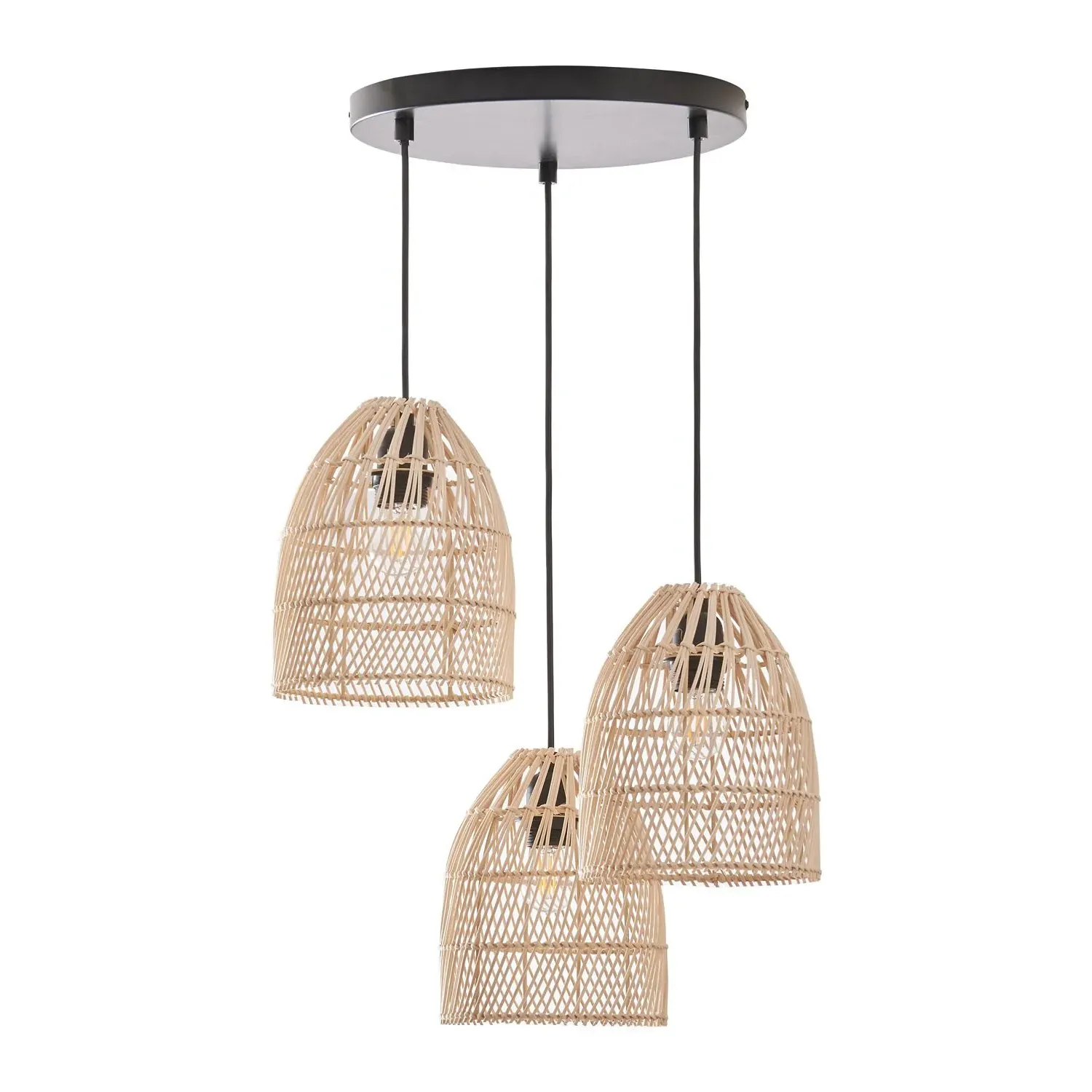 Palma 3 Light Ceiling Fitting - Neutral, Rattan