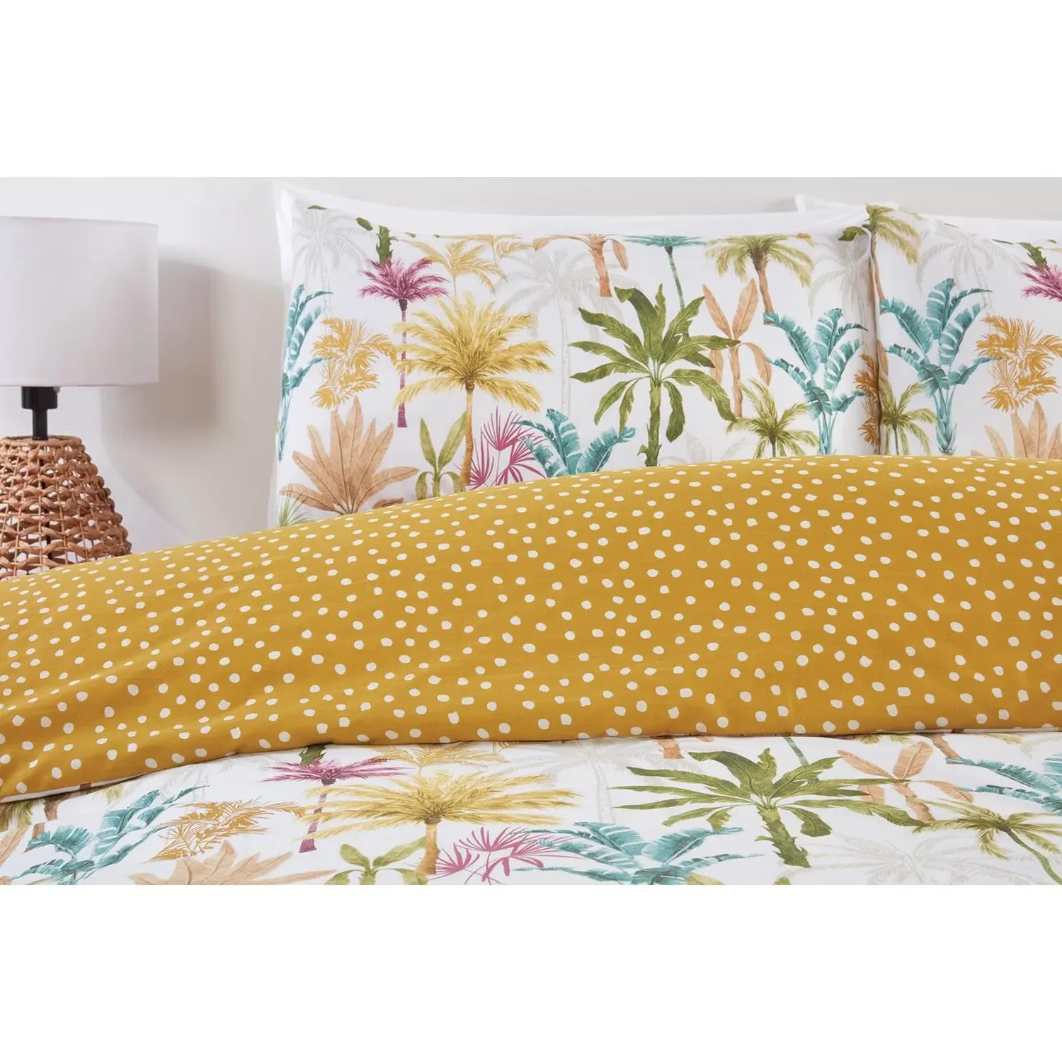 Palmera Palm Double Duvet Cover Set - Ochre, Polycotton
