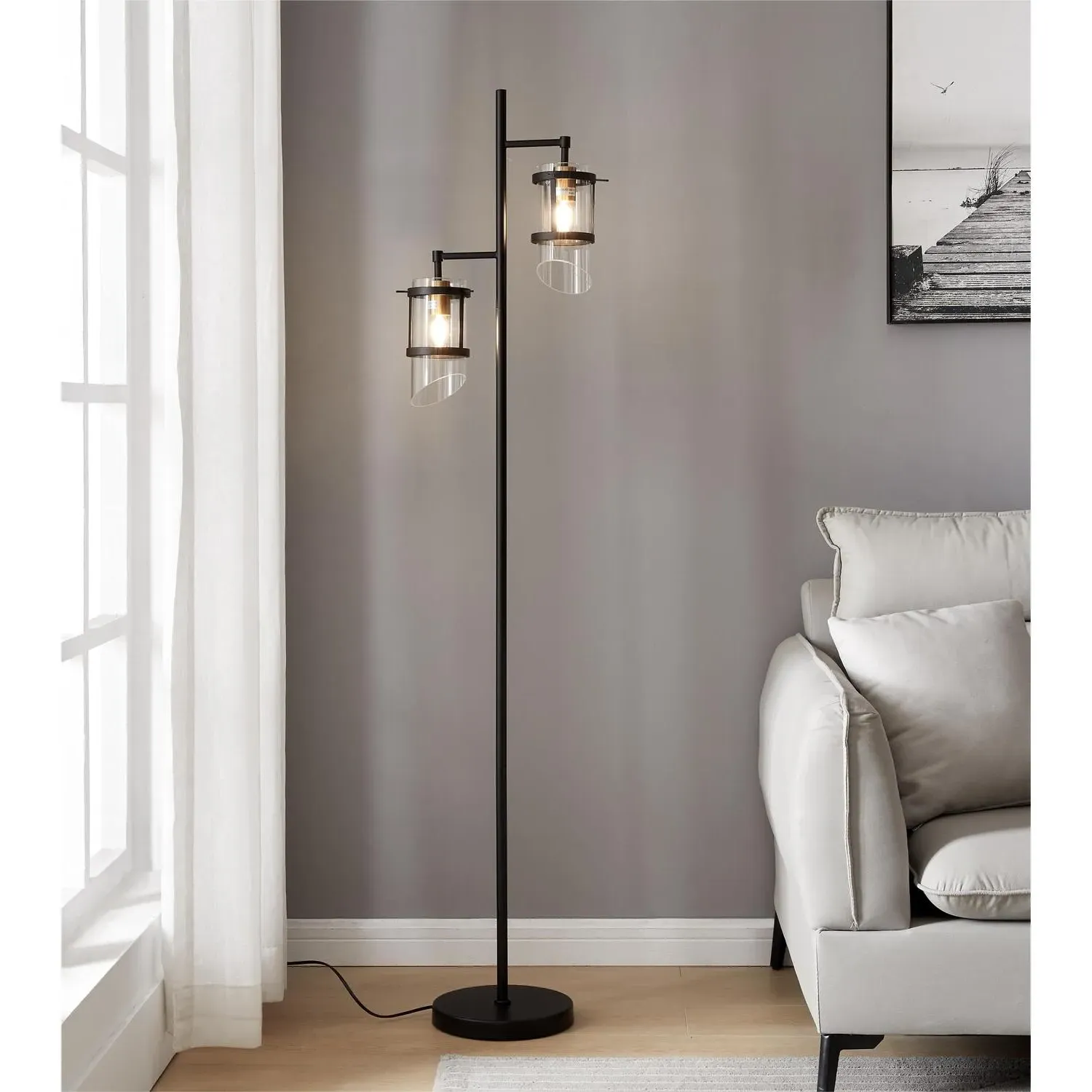 Paramount 2 Light Floor Lamp - Black