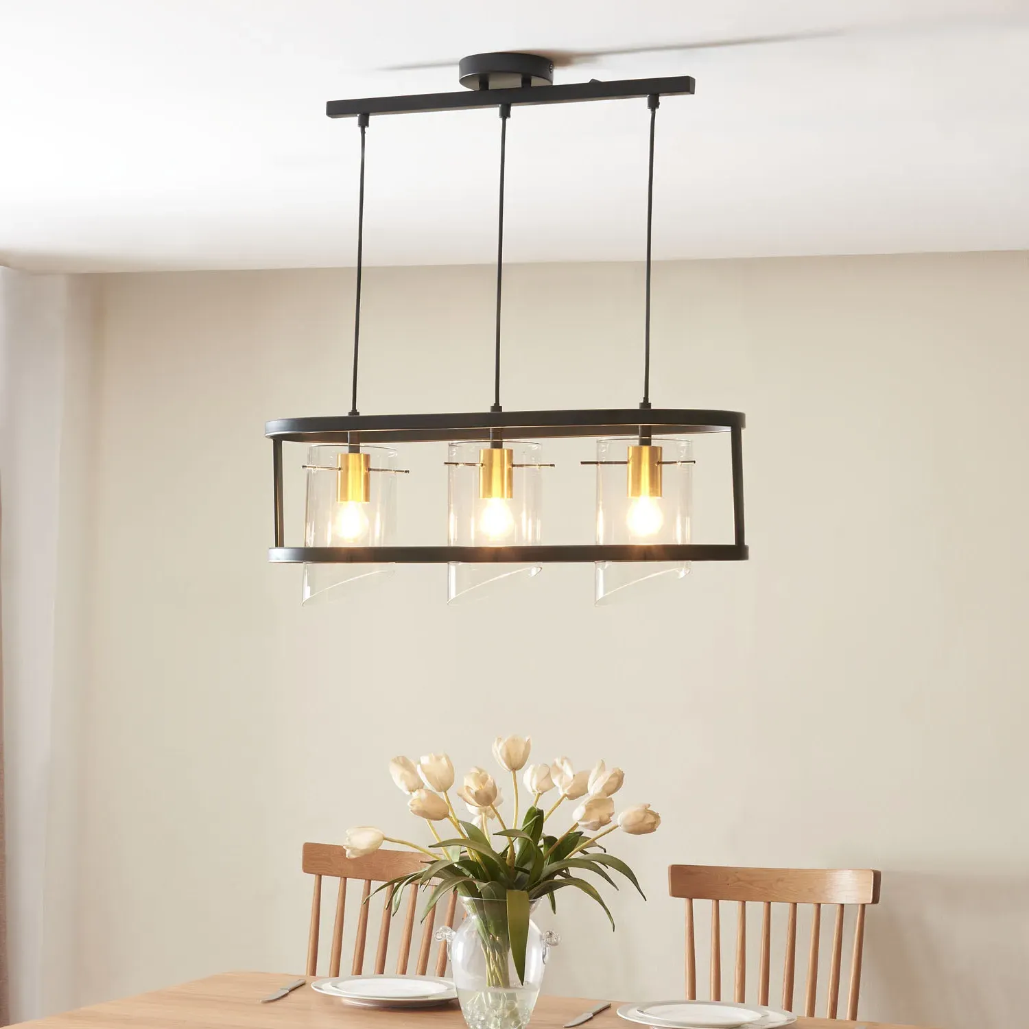 Paramount 3 Pendant Ceiling Light - Black