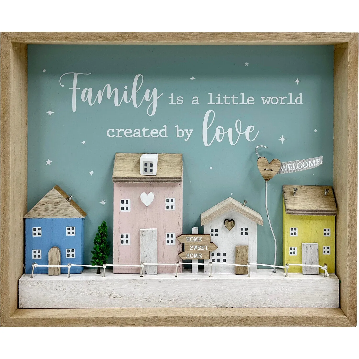Pastel Family House 3D Wall Plaque - Green