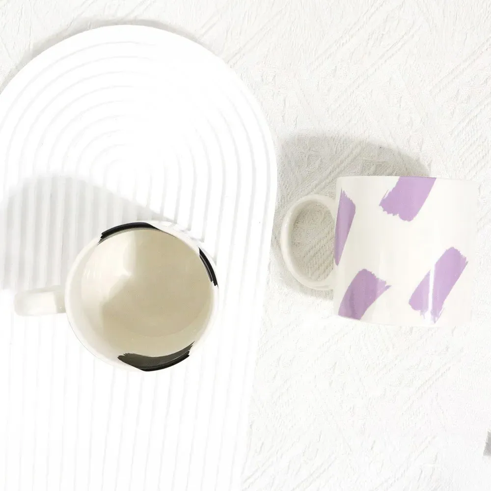 Pattern Mug with Large Handle - Black