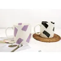Pattern Mug with Large Handle - Black