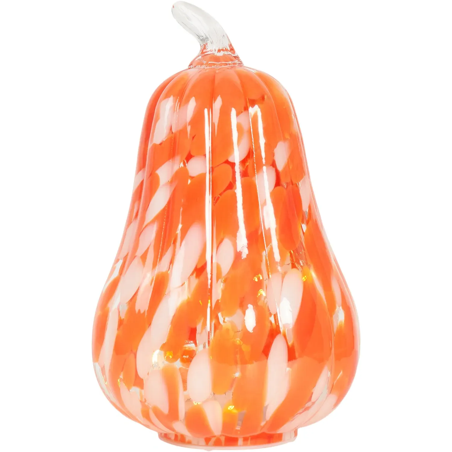 Patterned Glass LED Pumpkin - Orange