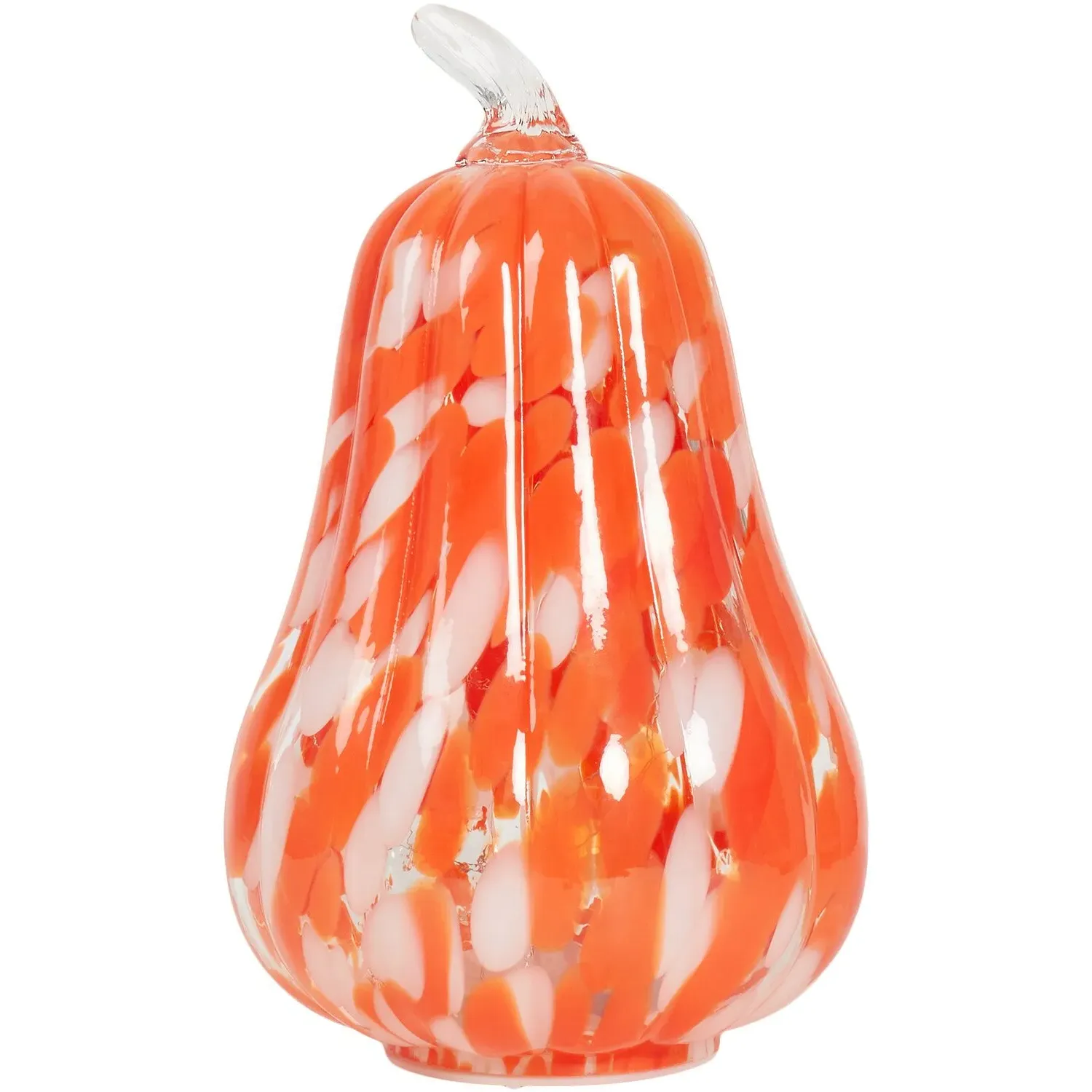 Patterned Glass LED Pumpkin - Orange image