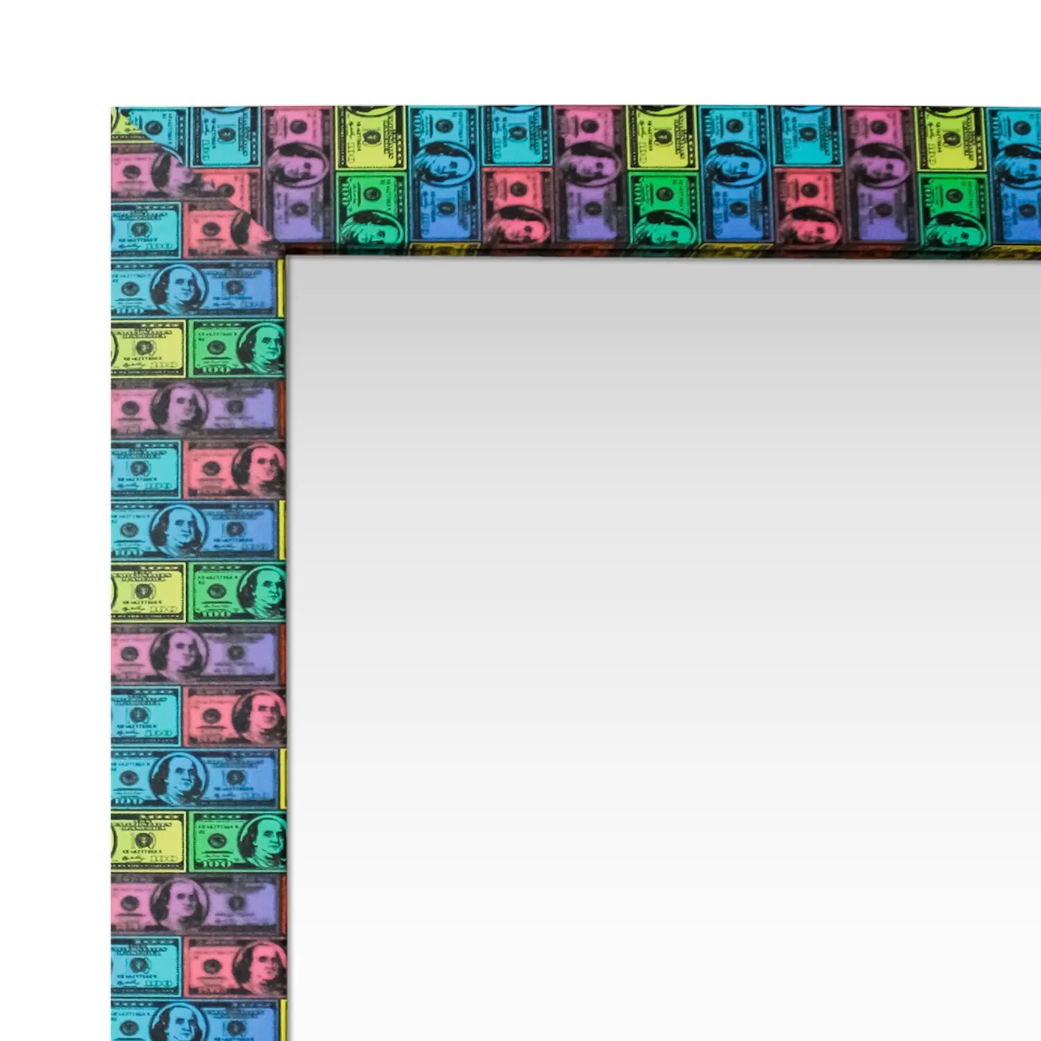 Patterned Standing Mirror with Hooks