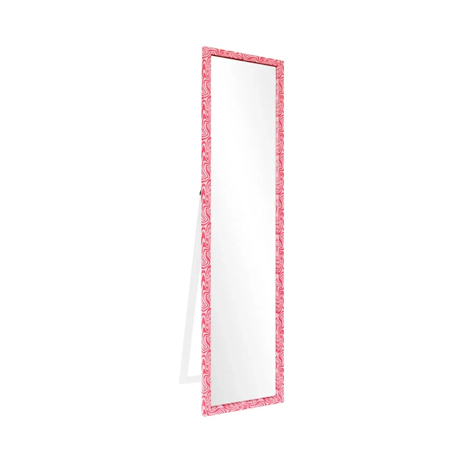 Patterned Standing Mirror with Hooks
