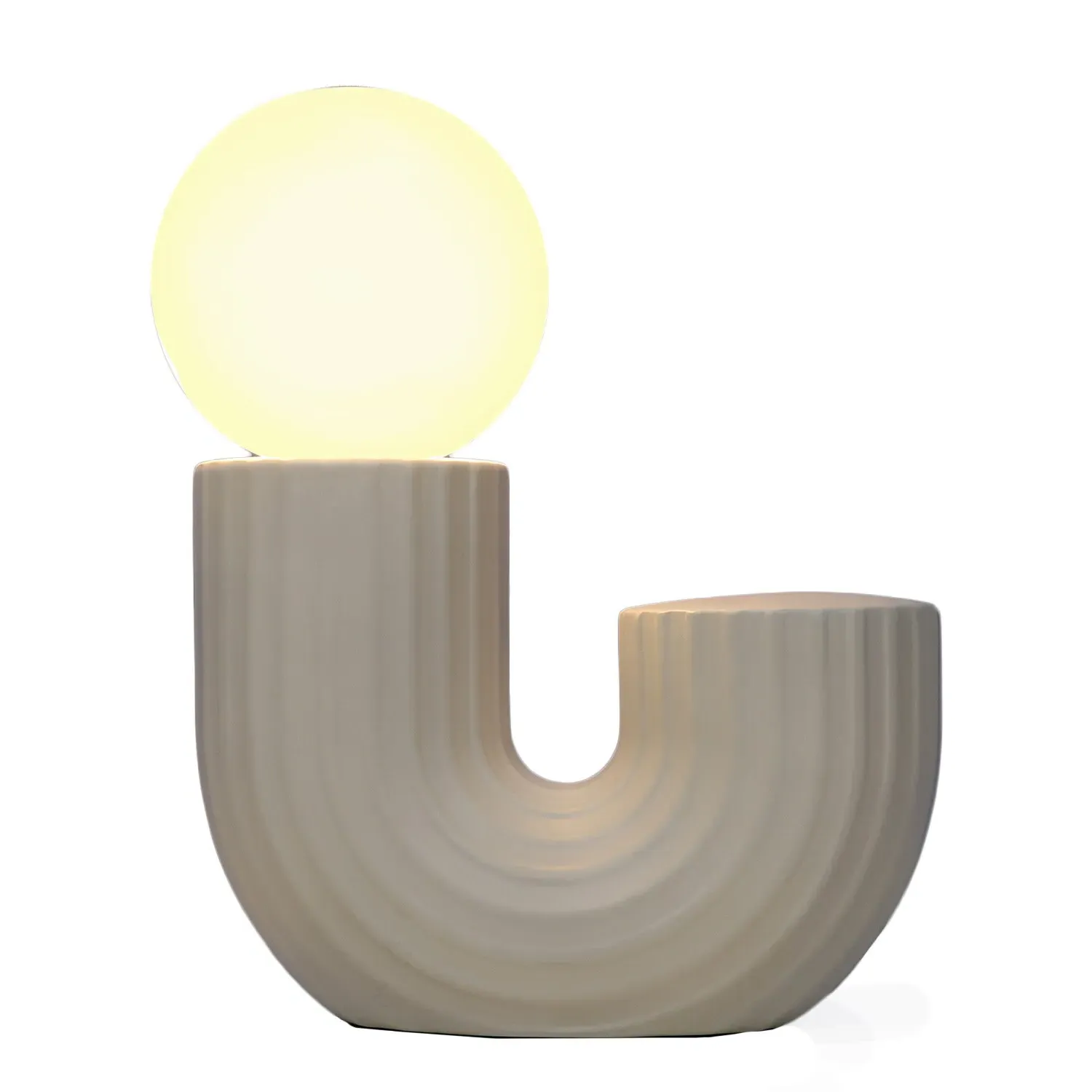 Payton Curved Table Lamp - Cream, Ceramic