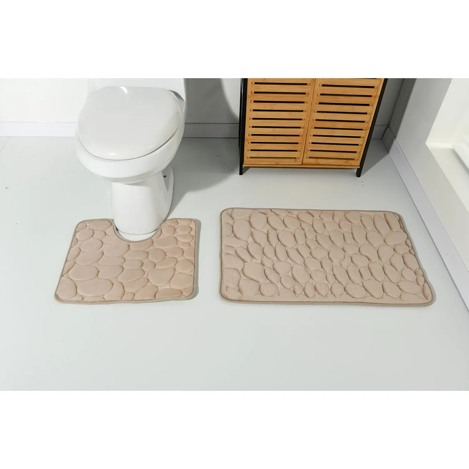 Pebble Bath and Pedestal Mat Set - Beige