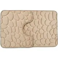 Pebble Bath and Pedestal Mat Set - Beige