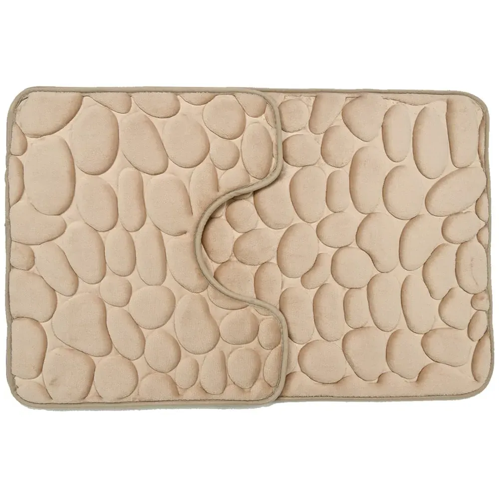 Pebble Bath and Pedestal Mat Set - Beige image