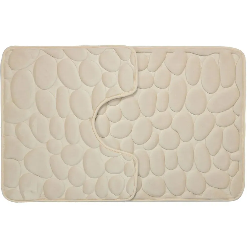 Pebble Bath and Pedestal Mat Set - Cream