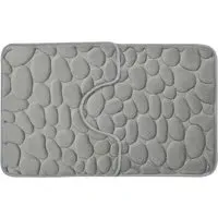 Pebble Bath and Pedestal Mat Set - Grey