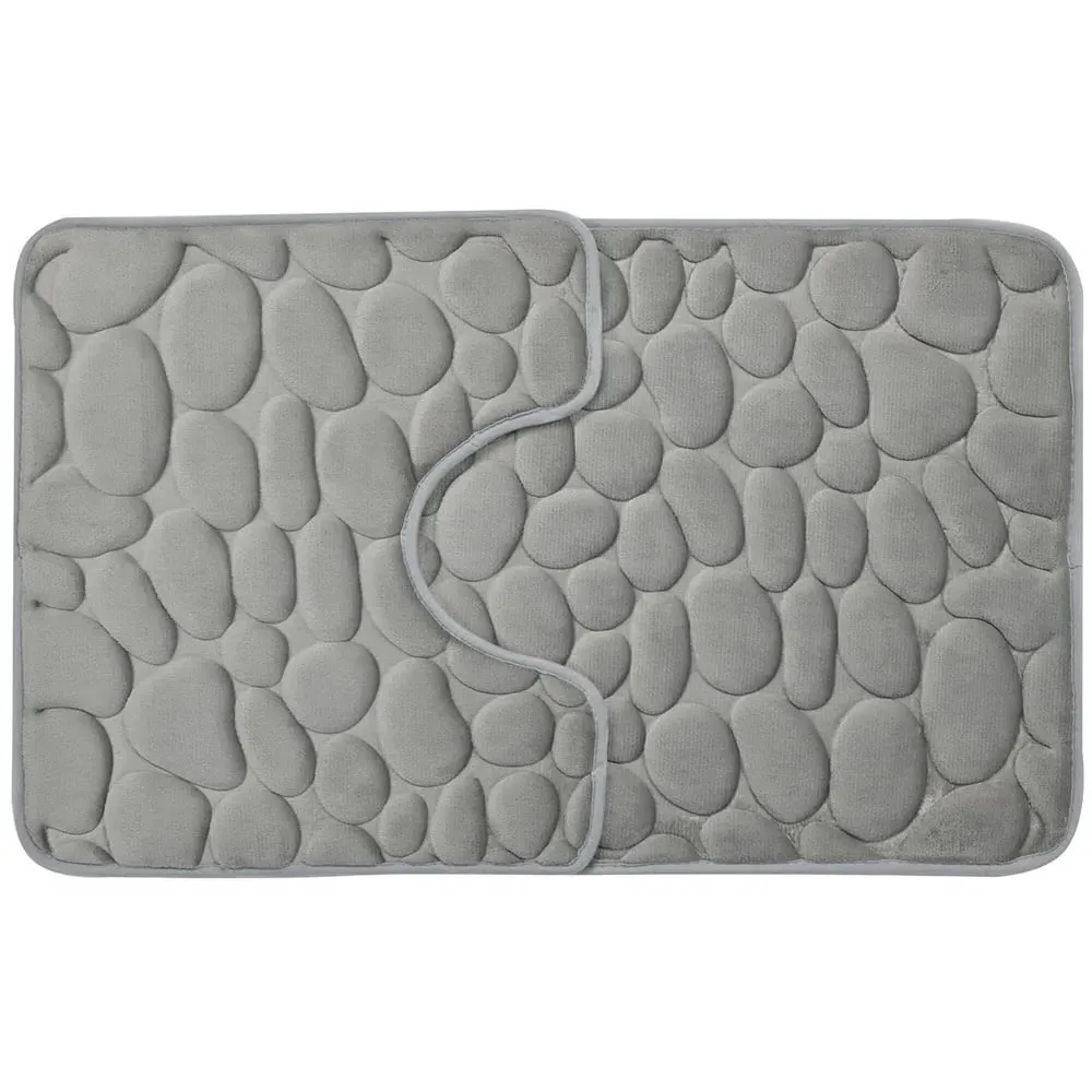 Pebble Bath and Pedestal Mat Set - Grey
