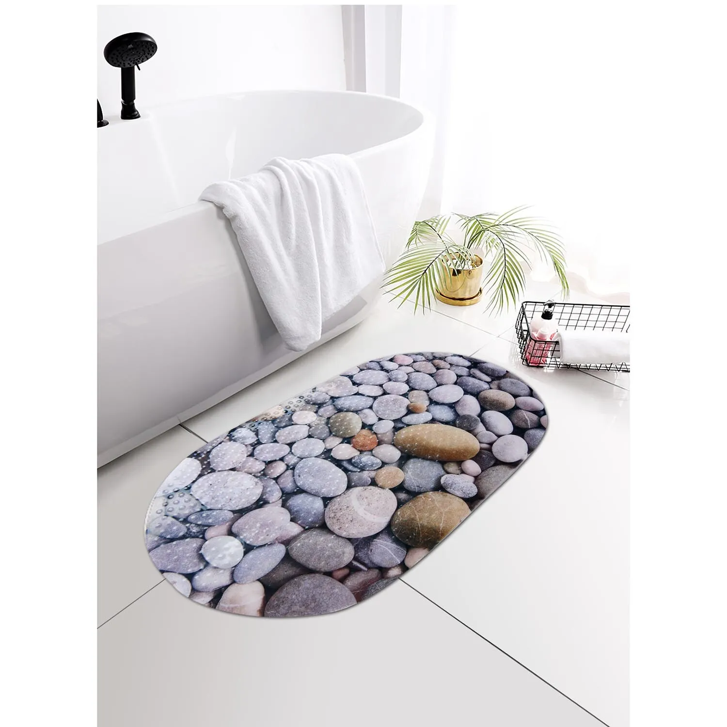 Pebbles PVC Bath Mat - Grey