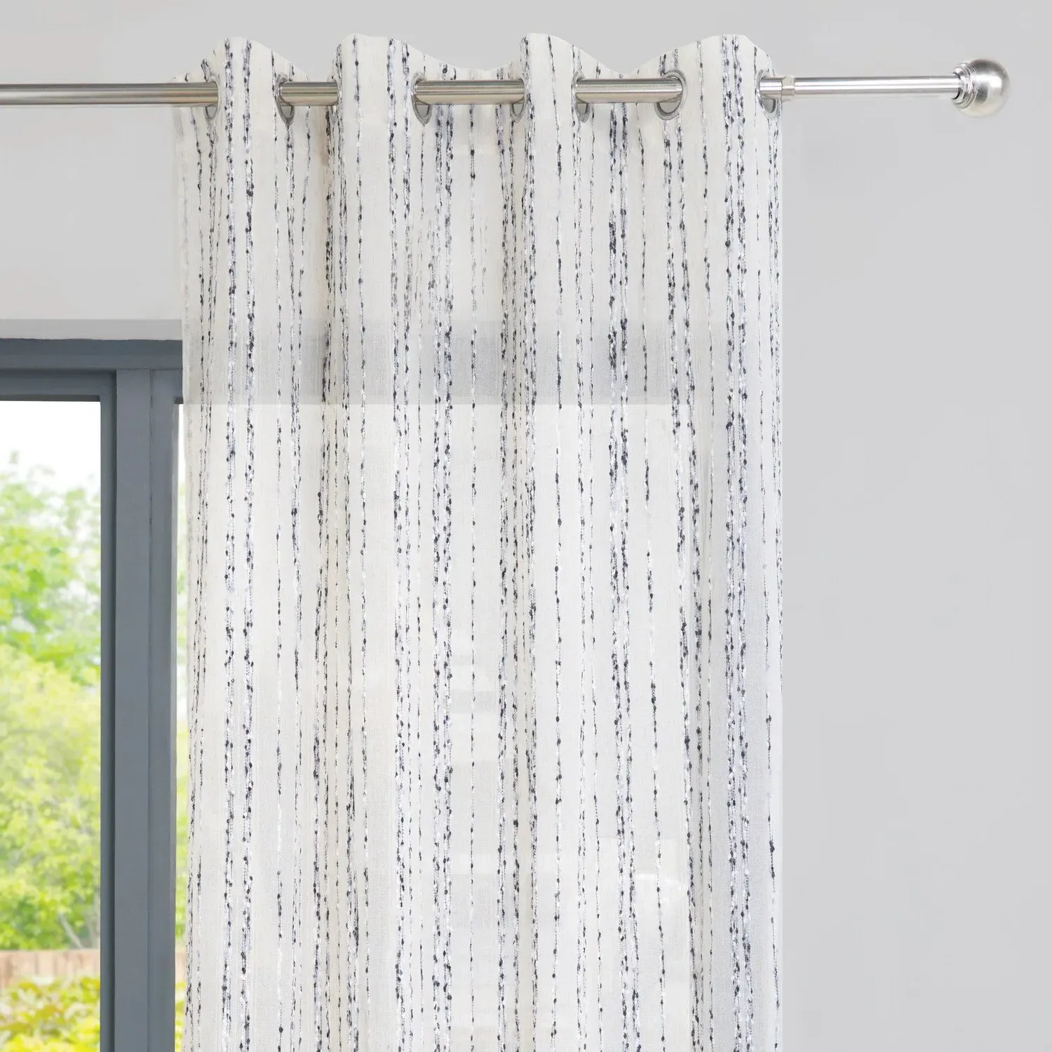 Pembury Slub Voile Panel - White and Charcoal image