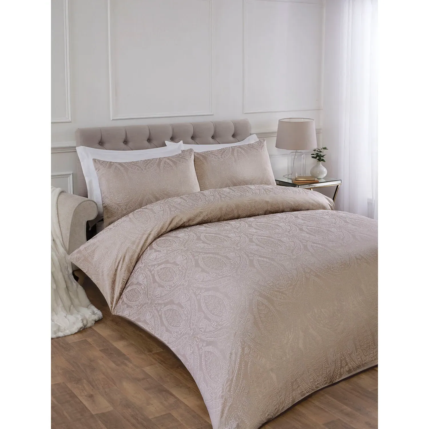 Penelope King Size Duvet Set - Champagne, Cotton