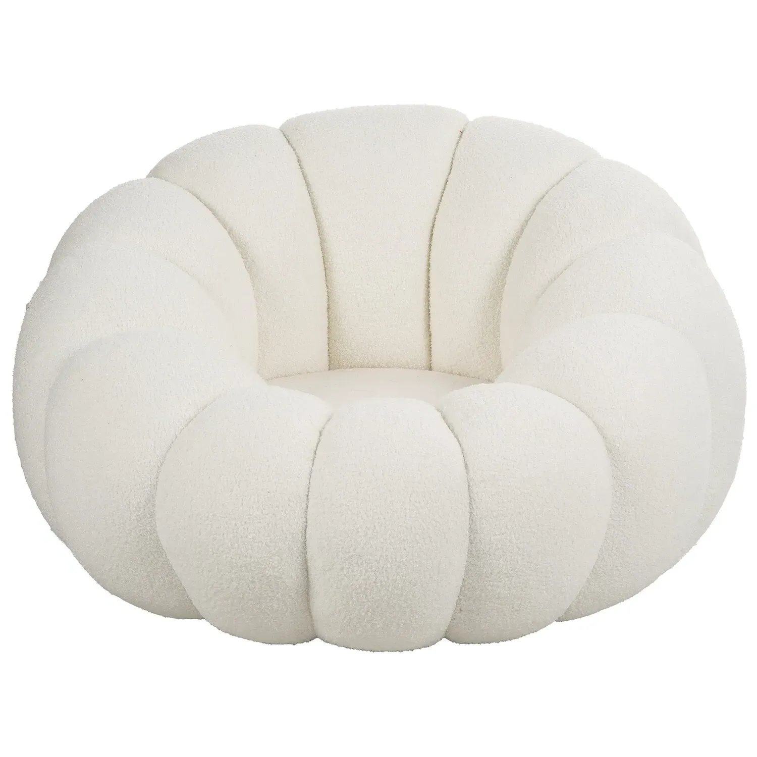 Penelope Swivel Chair - White, Boucle