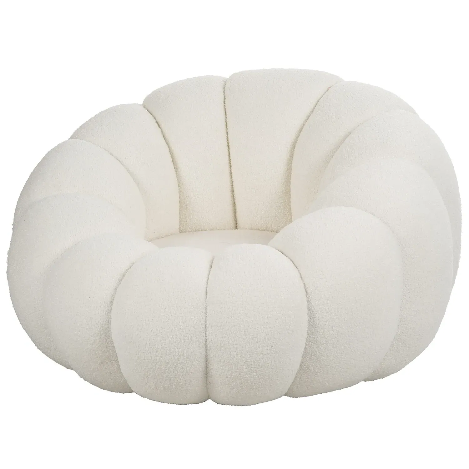 Penelope Swivel Chair - White, Boucle