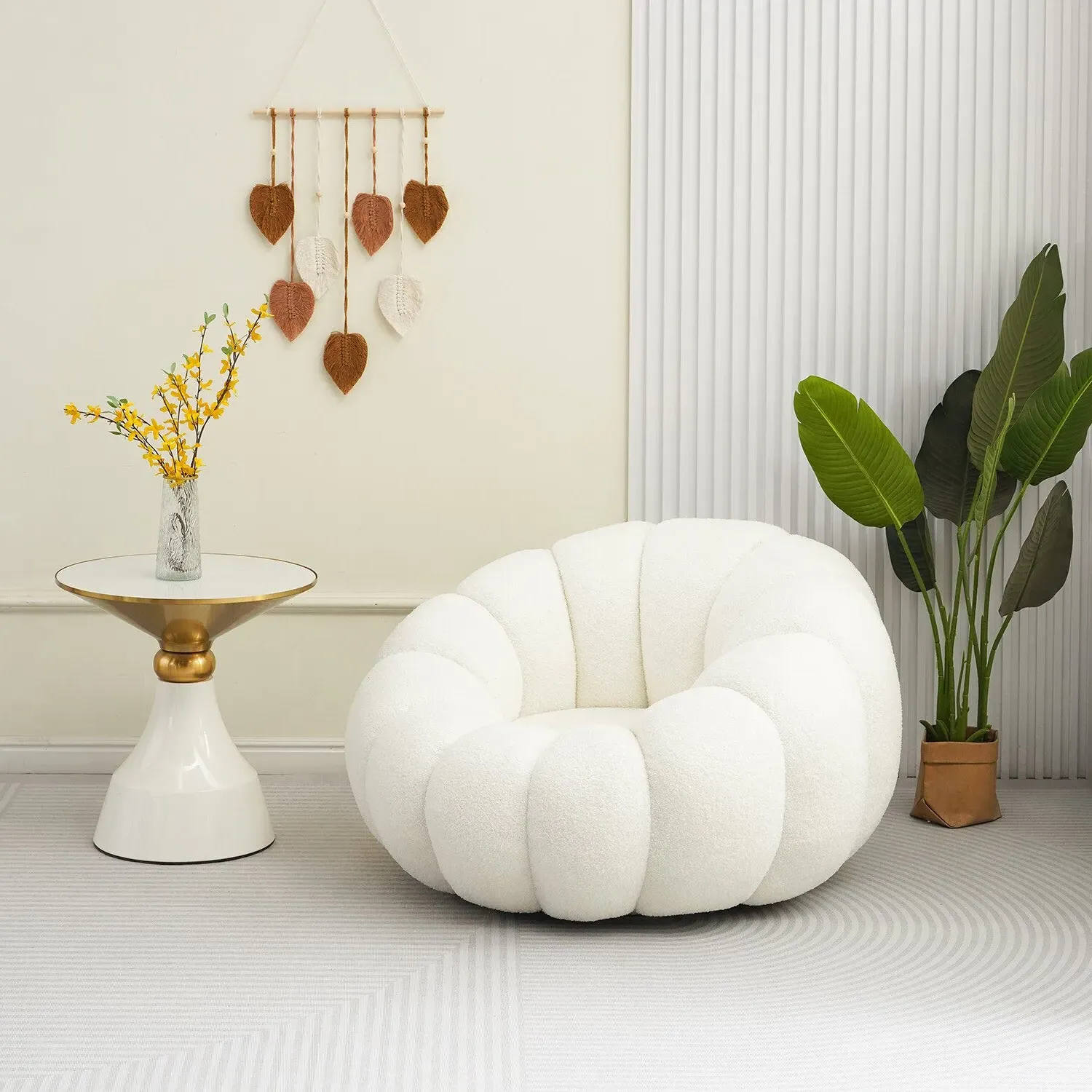 Penelope Swivel Chair - White, Boucle image