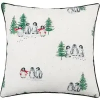 Penguins Cushion - White