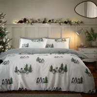 Penguins King Size Duvet Set - White