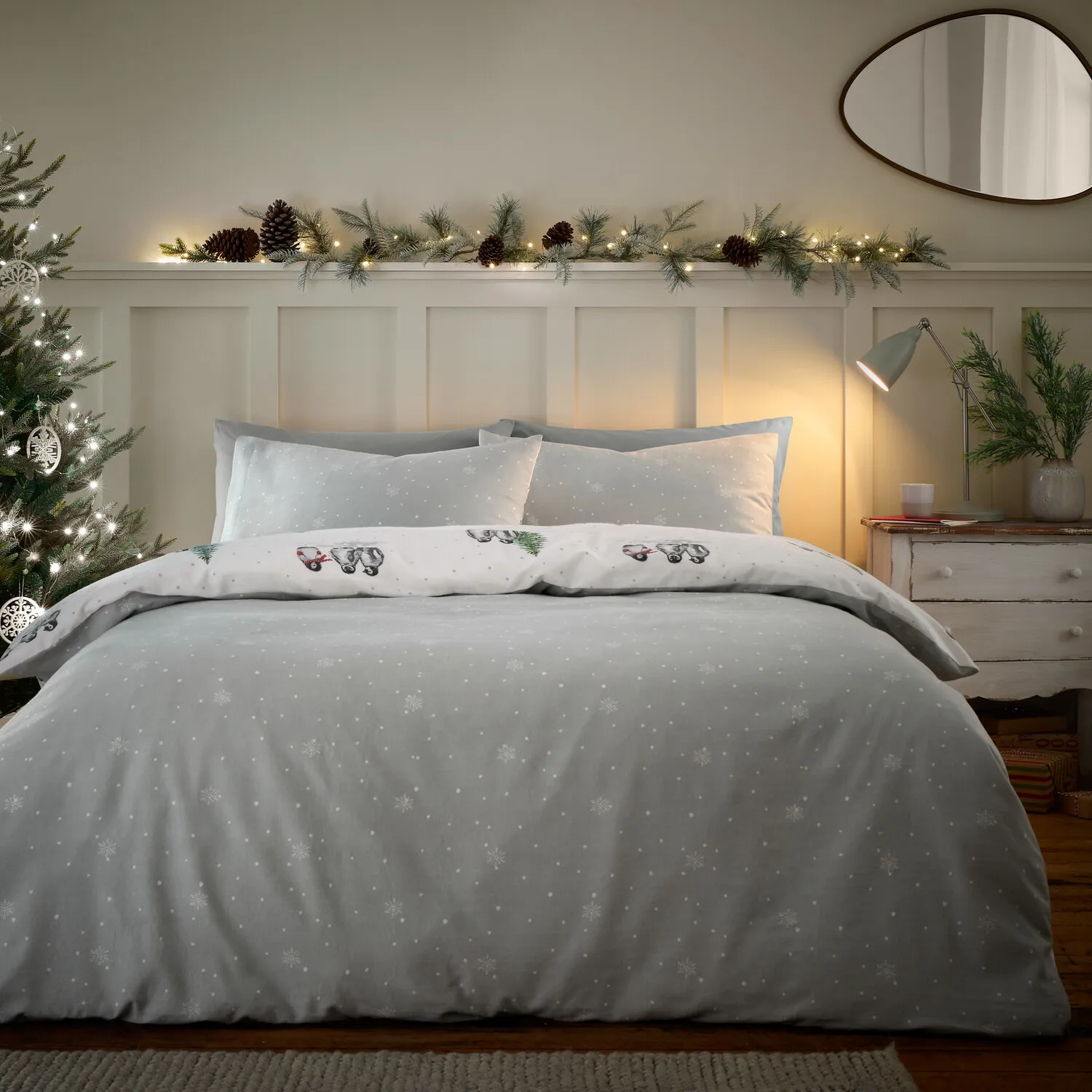 Penguins Single Duvet Set - White