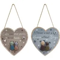 Pet Motto Heart Hanging Sign - Natural