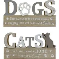 Pet Slogan Wood Effect Plaque - Natural
