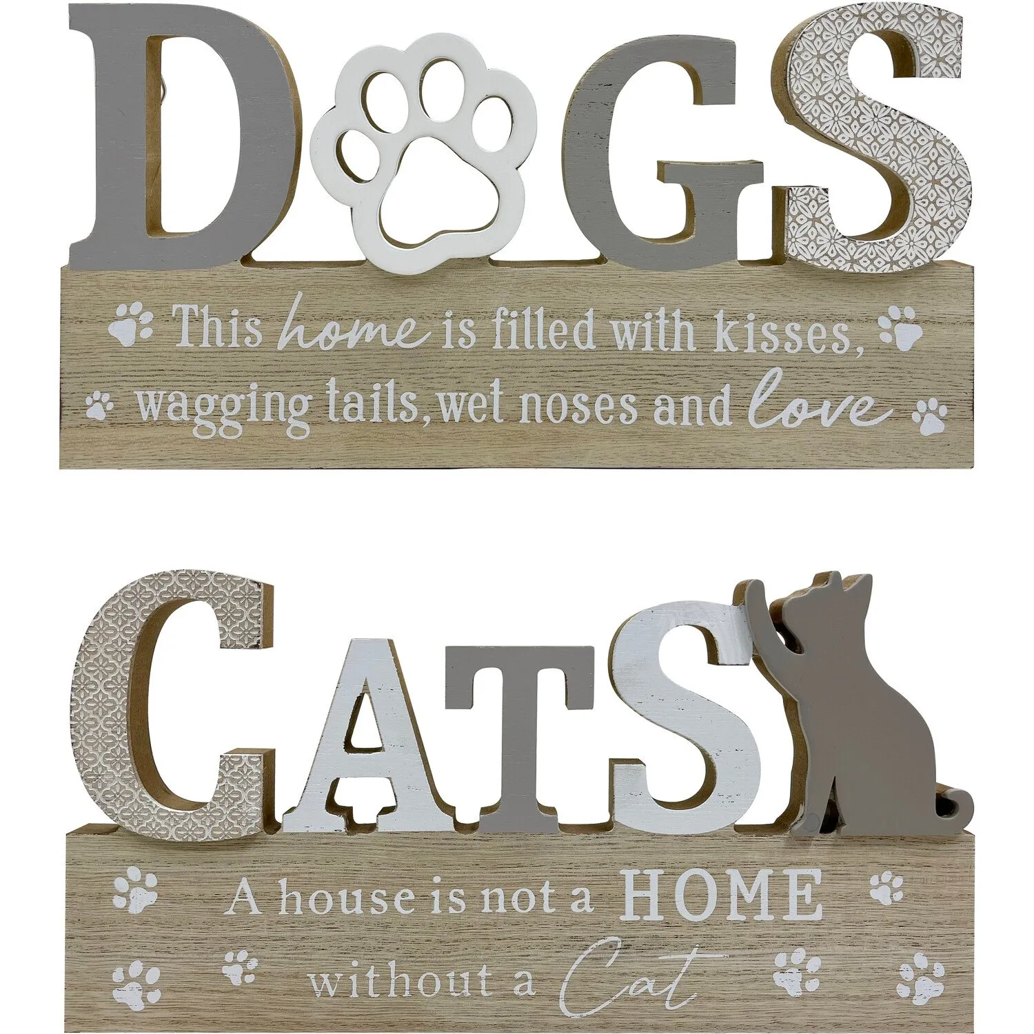 Pet Slogan Wood Effect Plaque - Natural