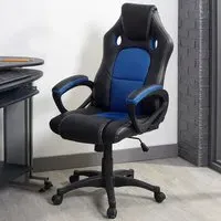 Phoenix High Back Swivel Office Chair - Blue, Faux Leather