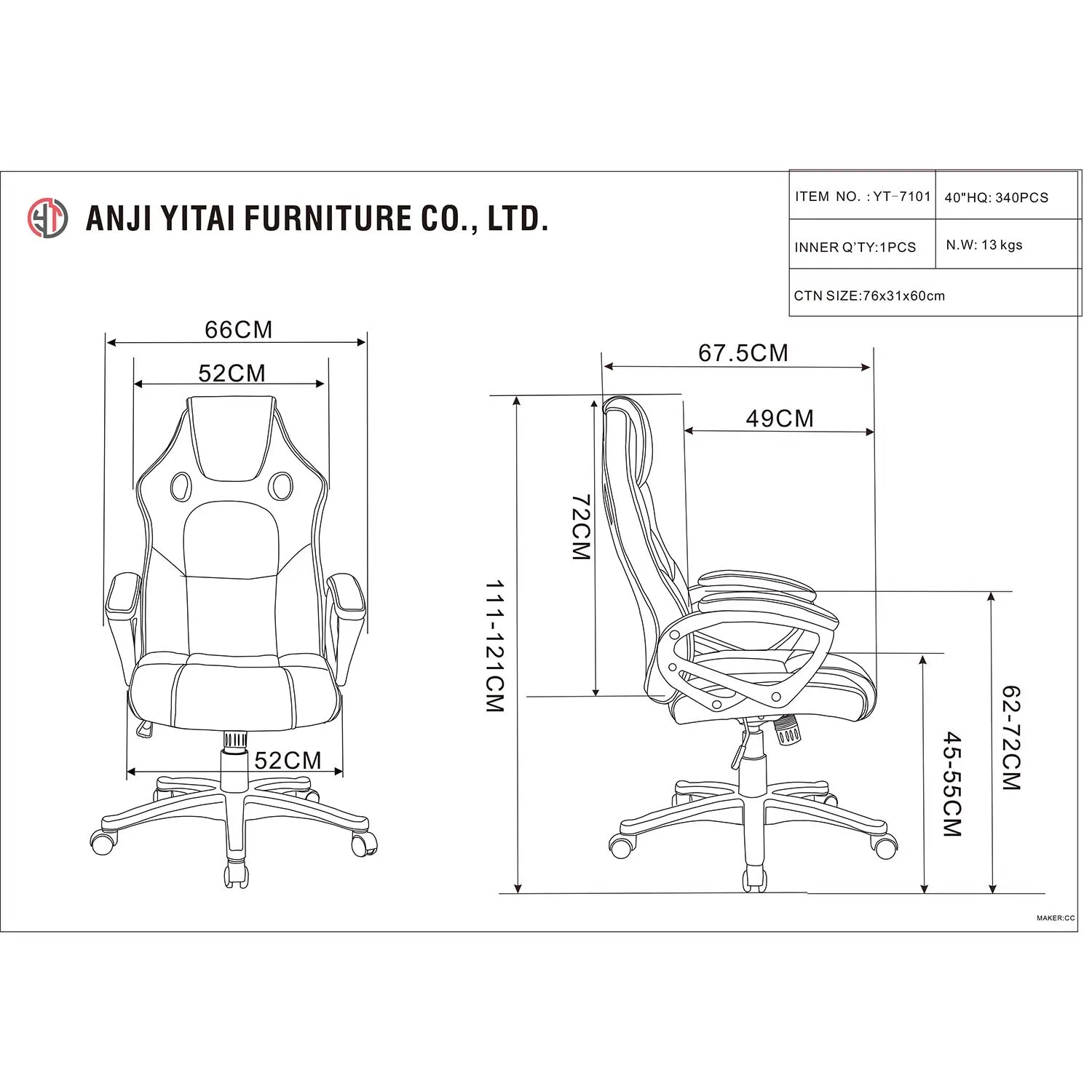 Phoenix High Back Swivel Office Chair - Red, Faux Leather