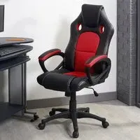 Phoenix High Back Swivel Office Chair - Red, Faux Leather