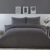 Pimlico Double Satin Stripe Duvet Set - Charcoal