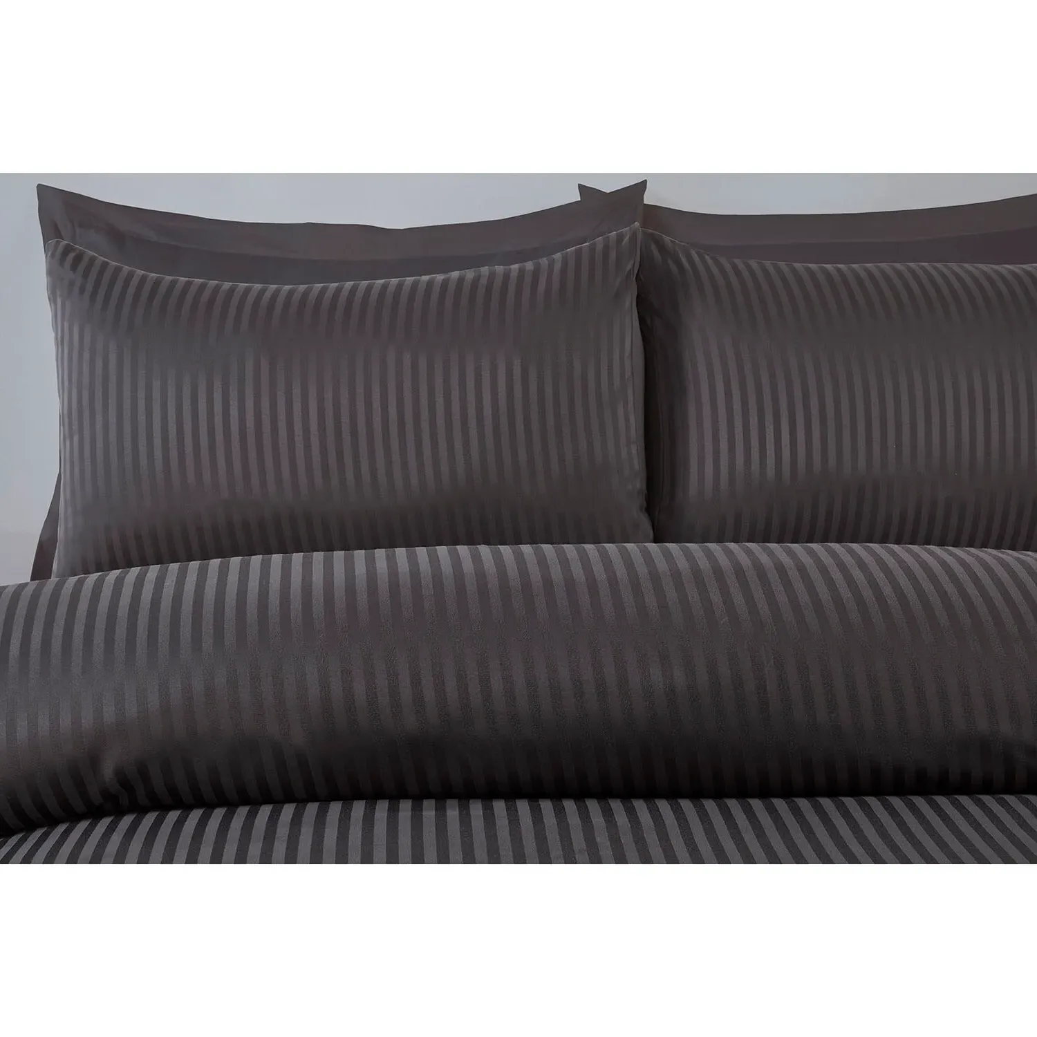 Pimlico King Size Satin Stripe Duvet Set - Charcoal