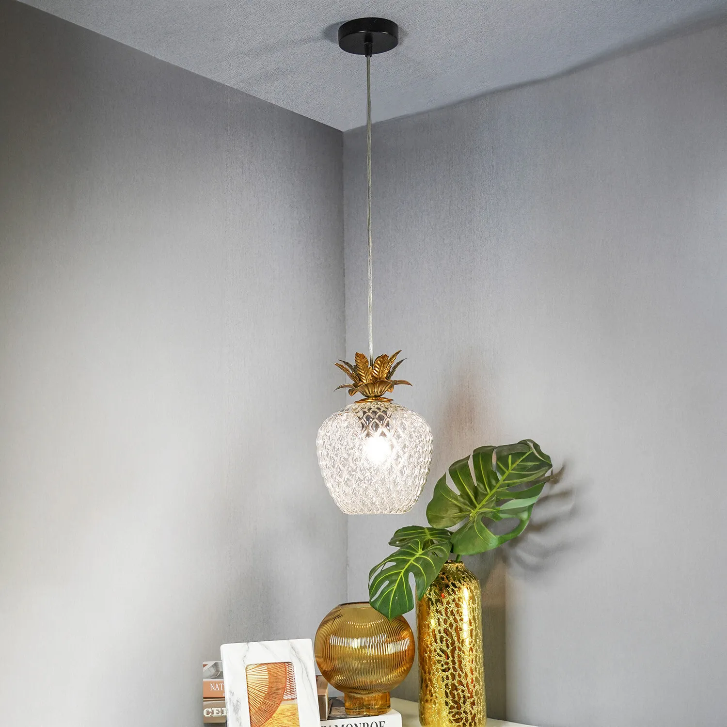 Pineapple Ceiling Fitting - Clear, Gold