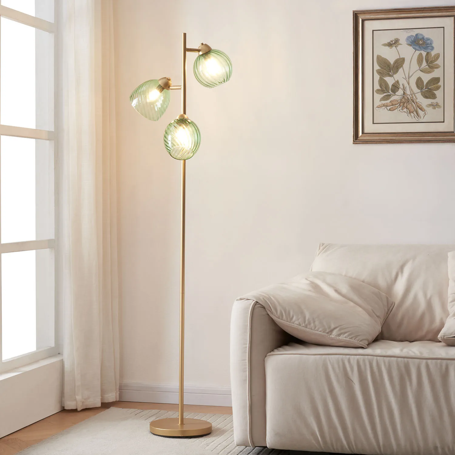 Pippa 3 Light Floor Lamp - Gold